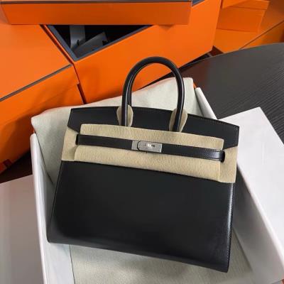 wholesale quality hermes birkin 25 sellier black swift silver hardware